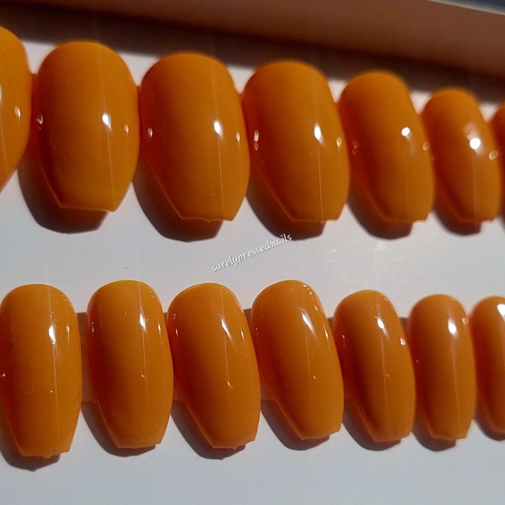 Orange Short Coffin Press on Nails
